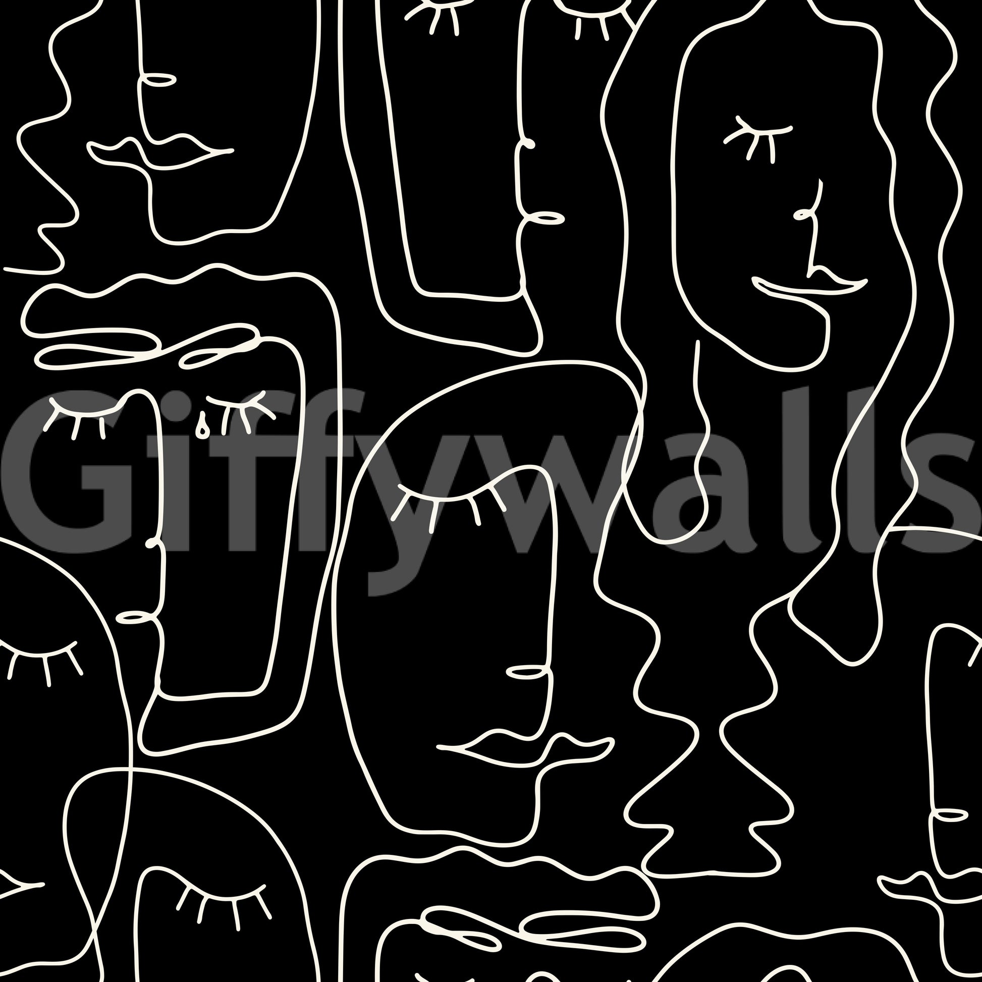 A seamless pattern of faces on a wall

