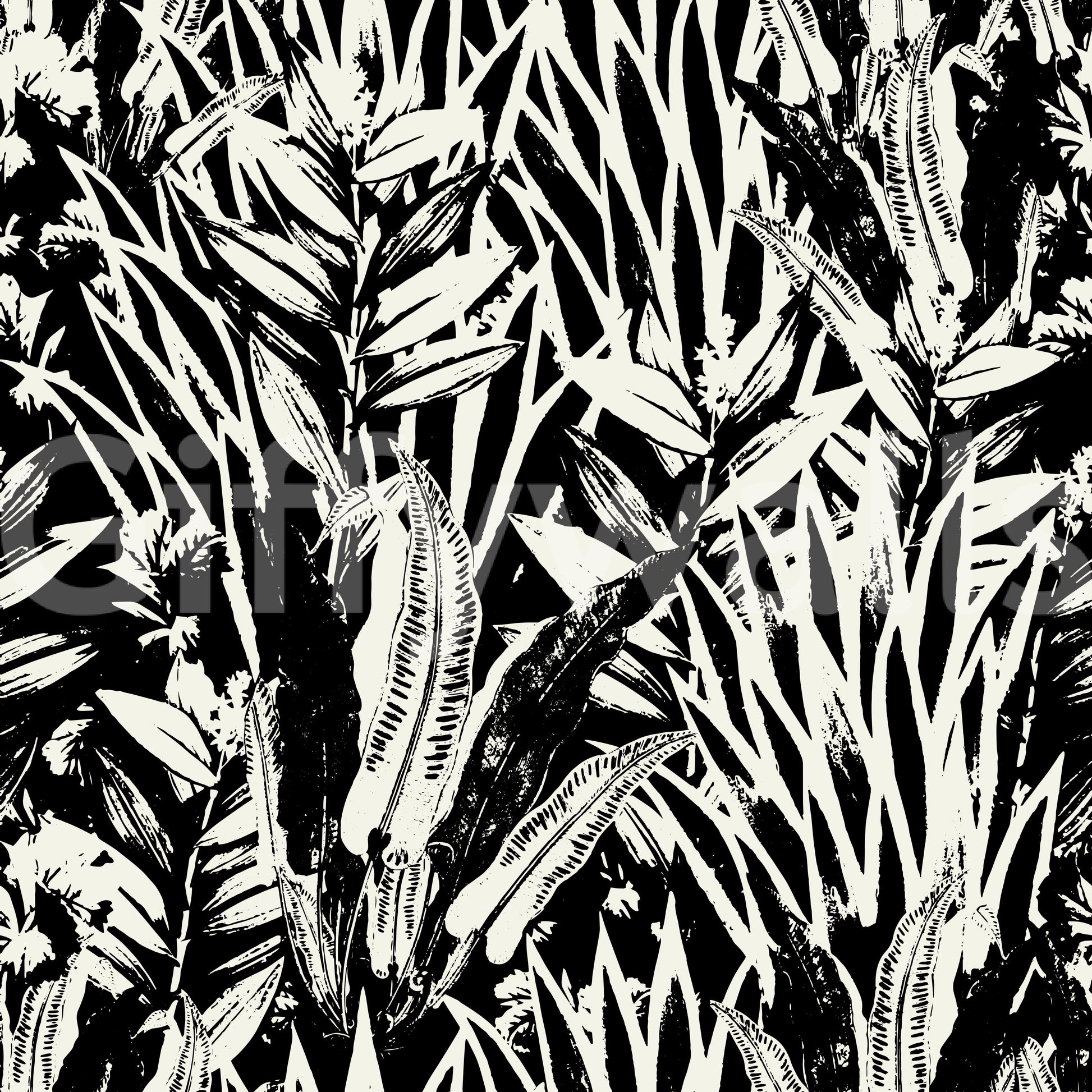 A seamless pattern of leaves on a wall

