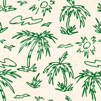 A seamless pattern of sketched palms on a wall

