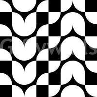 A seamless pattern of geometric tulips on a wall

