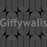 A seamless pattern of geometric outlines on a wall

