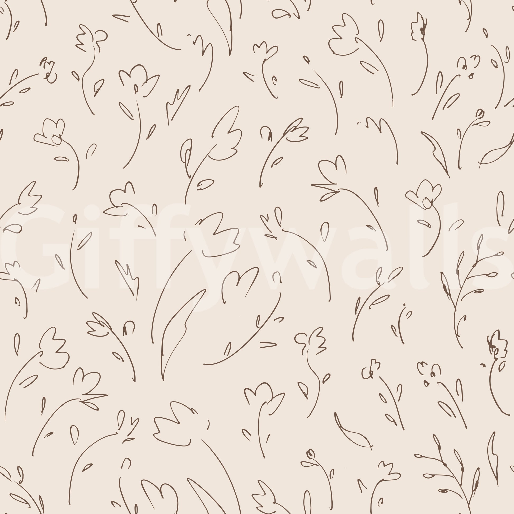 A seamless pattern of sketched flowers on a wall

