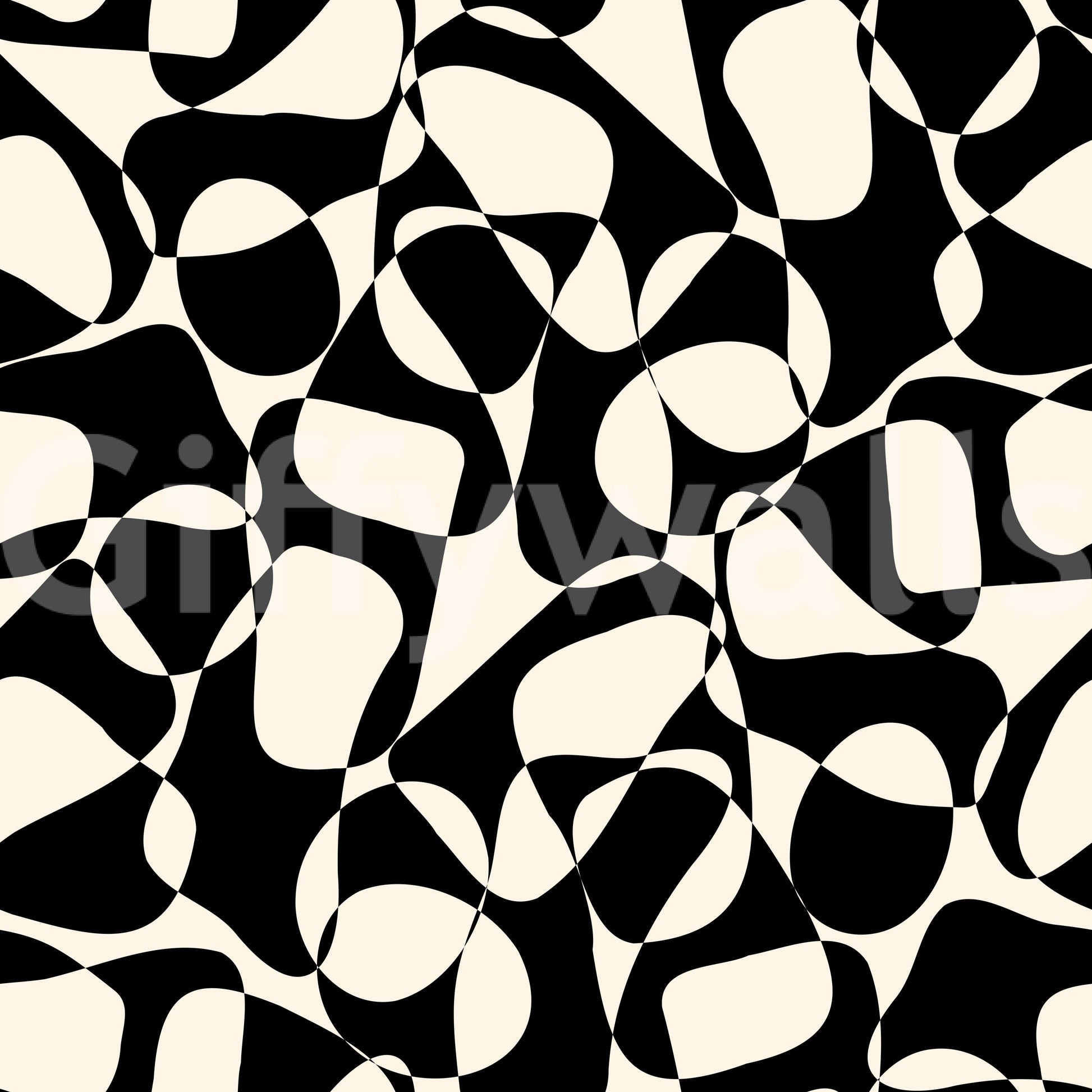 A seamless pattern of flowing shapes on a wall

