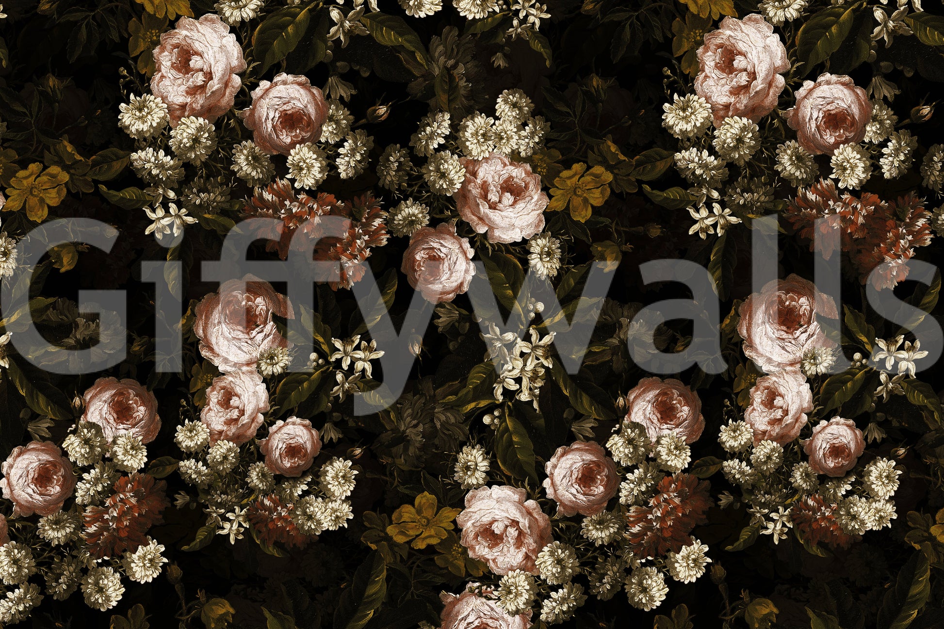 A high-quality dark botanical wall mural for walls.

