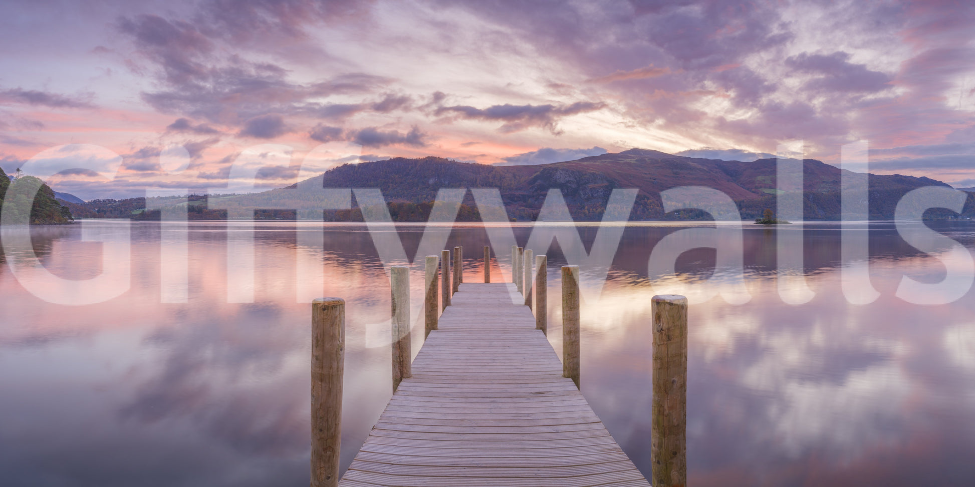 A high-quality sunset dock wall mural for walls.

