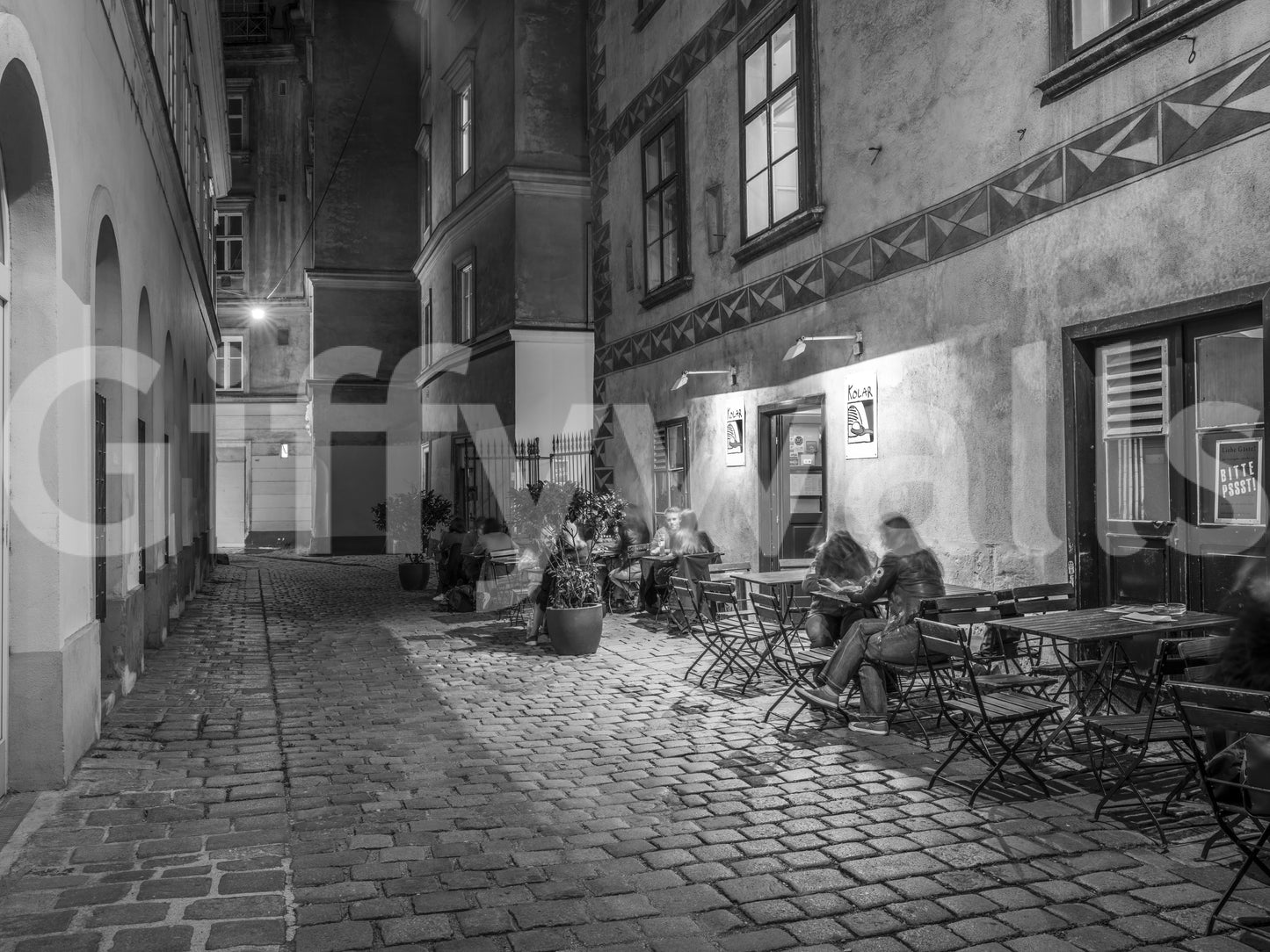 Street cafe in Vienna Wall Mural