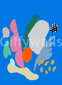 An artistic minimalist form mural for home decor.

