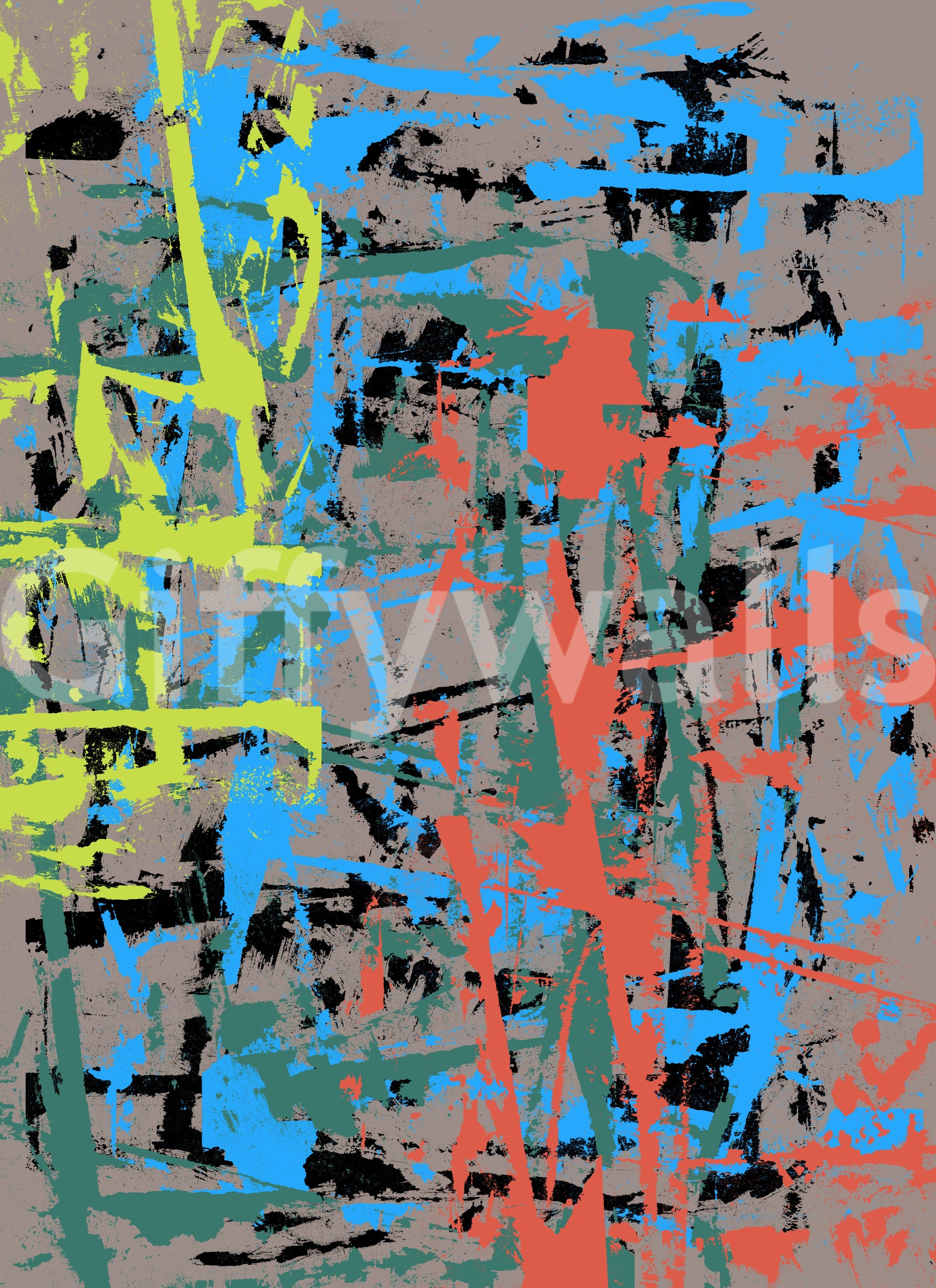 An artistic minimalist form mural for home decor.

