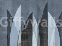 A calming modern design wallpaper mural that defines a space.

