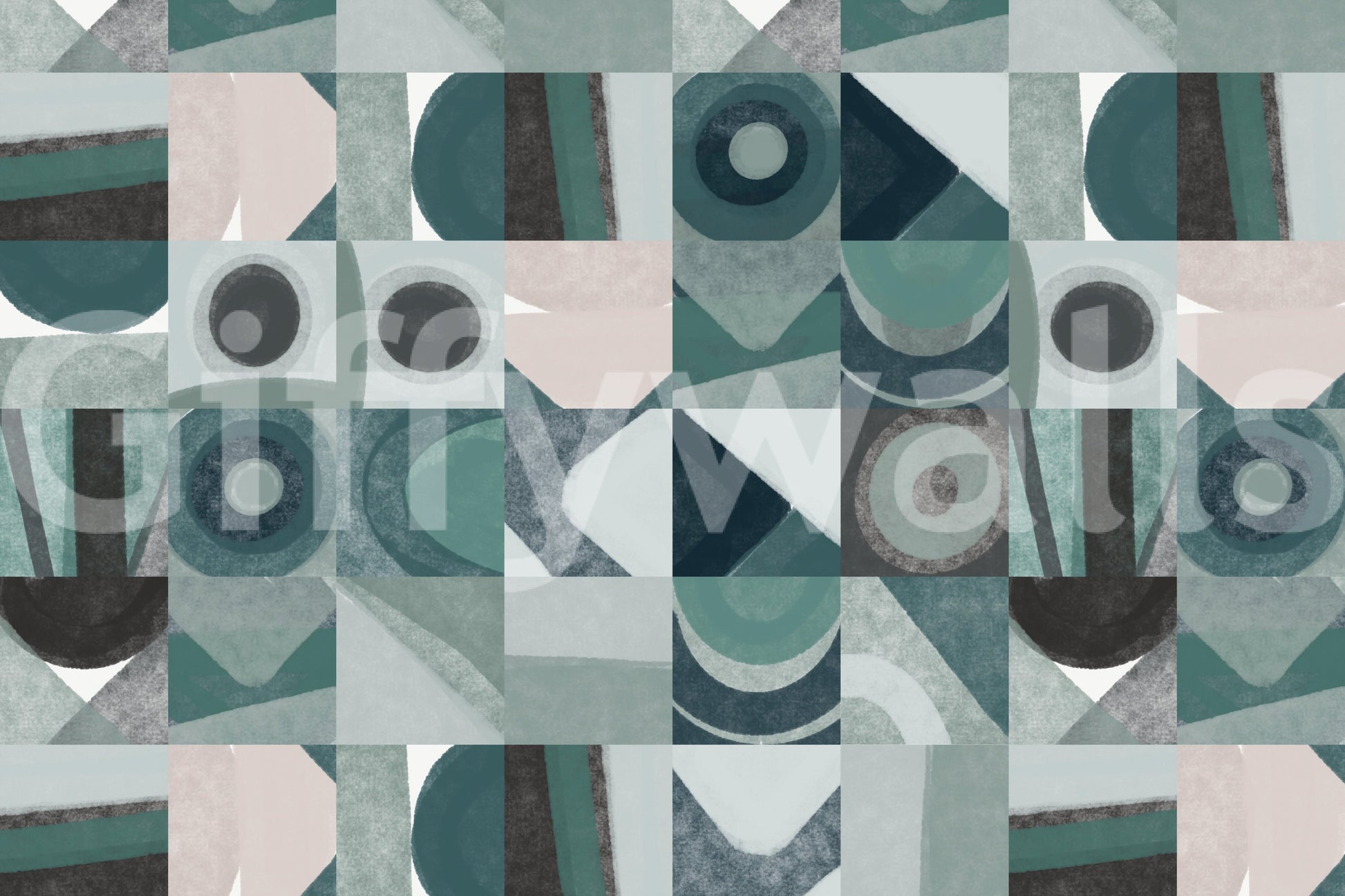 An artistic minimalist shape mural for home decor.