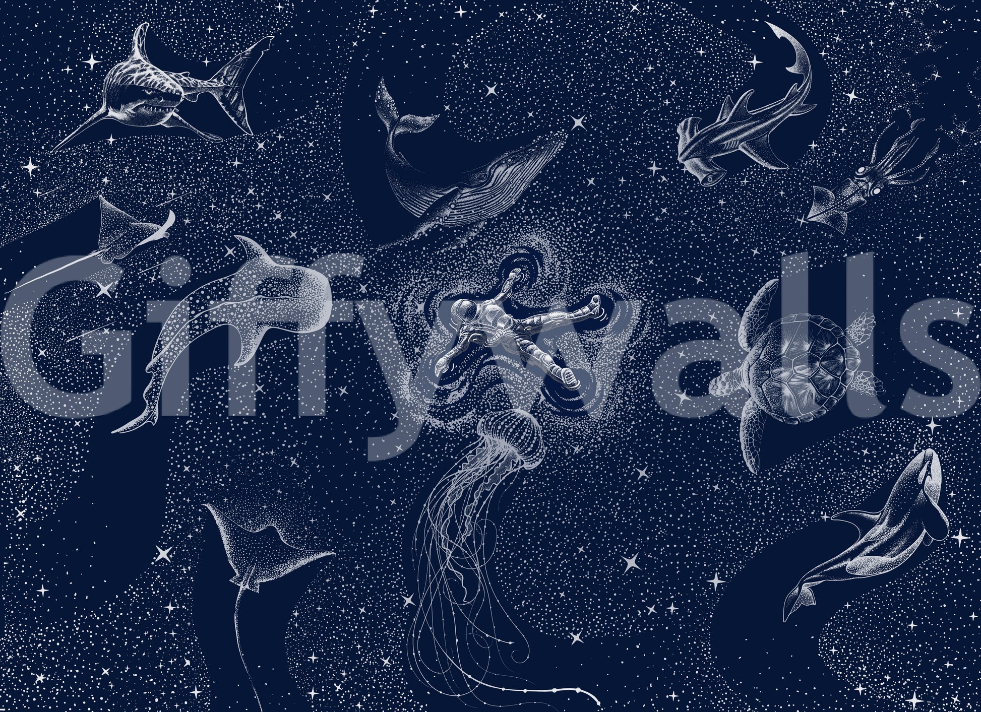 A high-quality serene ocean wall mural for walls.