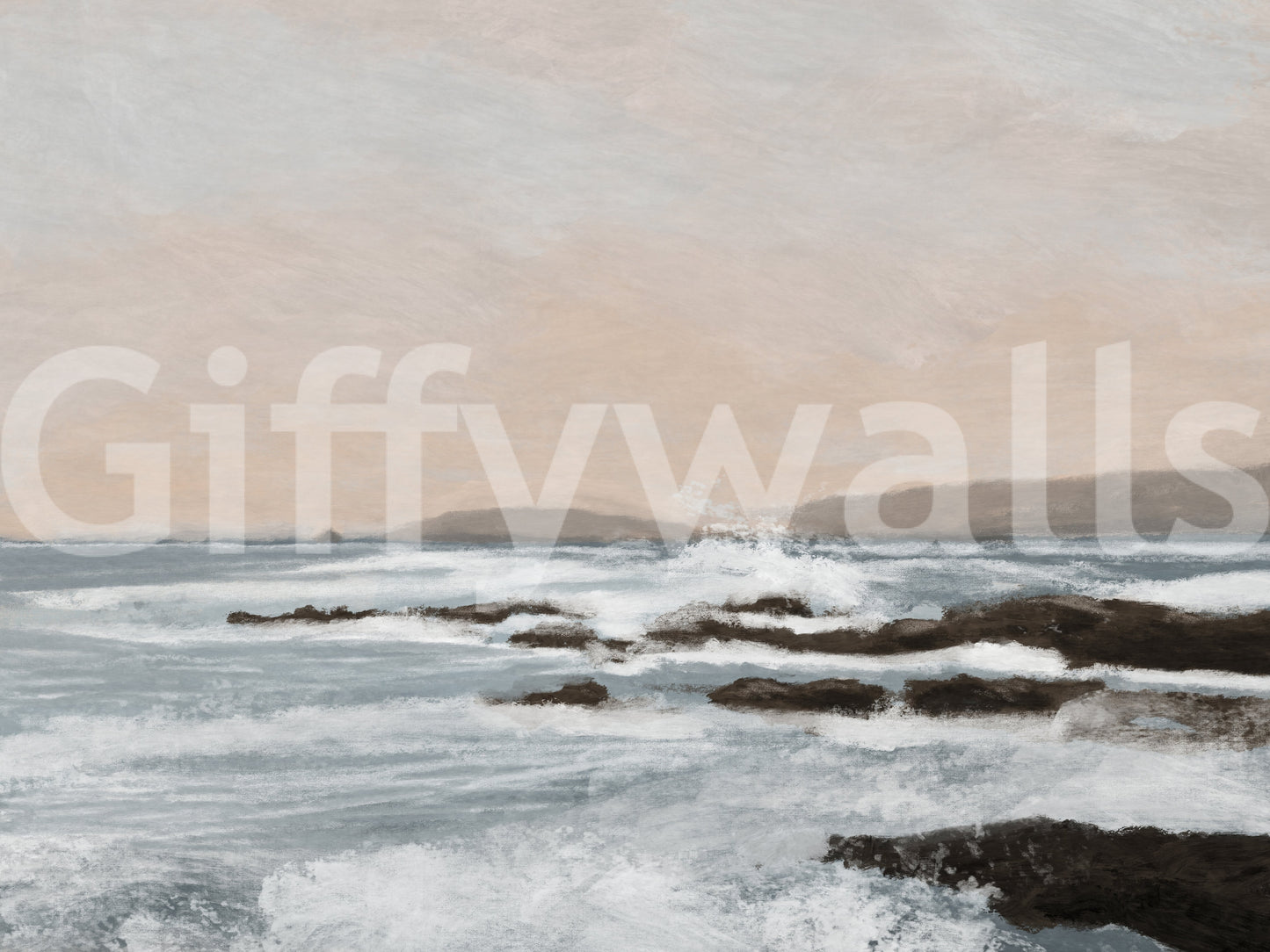 A high-quality serene ocean wall mural for walls.