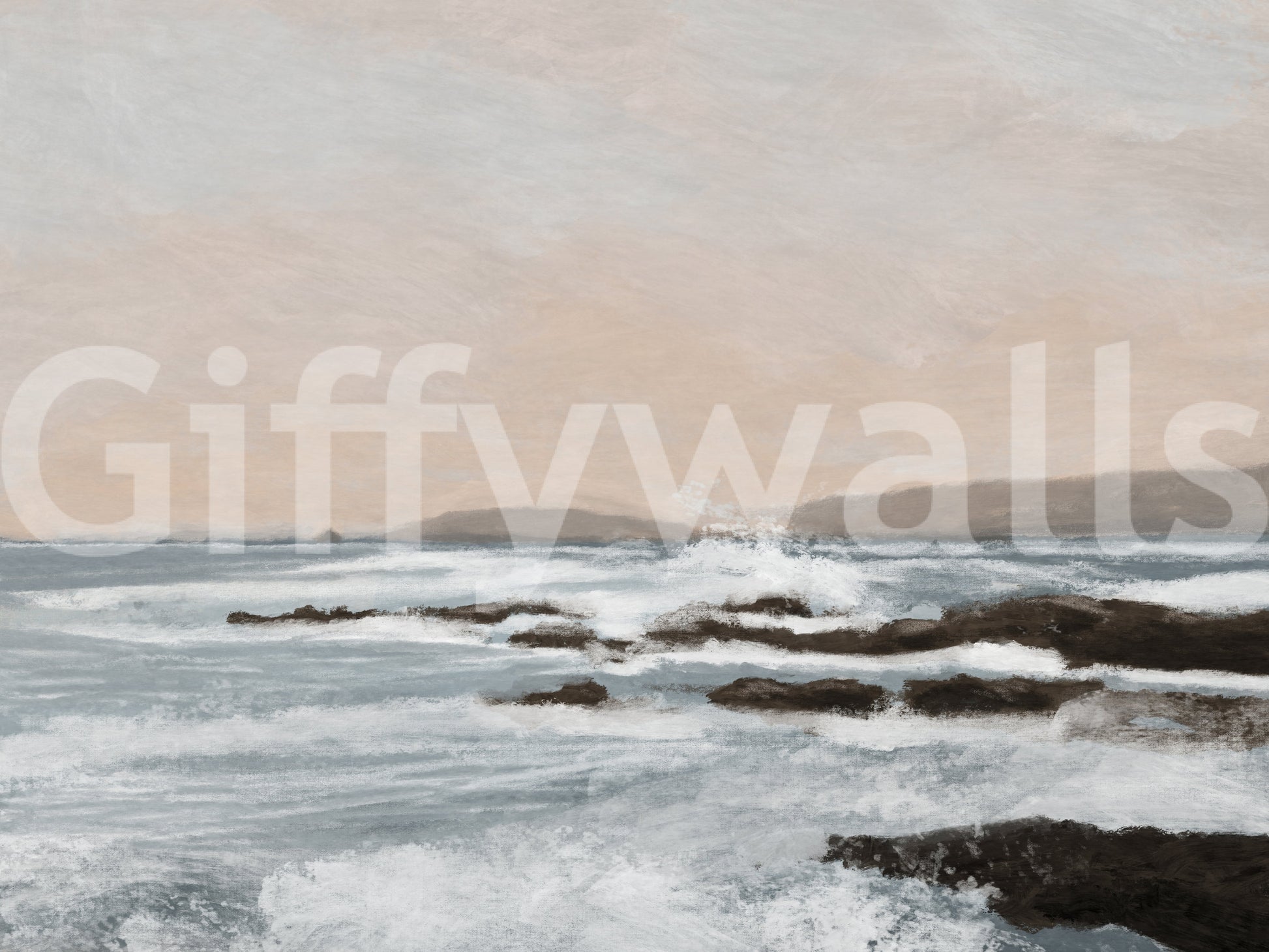 A high-quality serene ocean wall mural for walls.