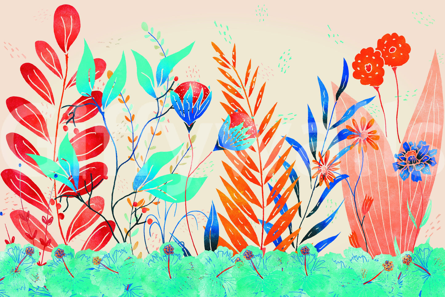 A high-quality serene flower wall mural for walls.