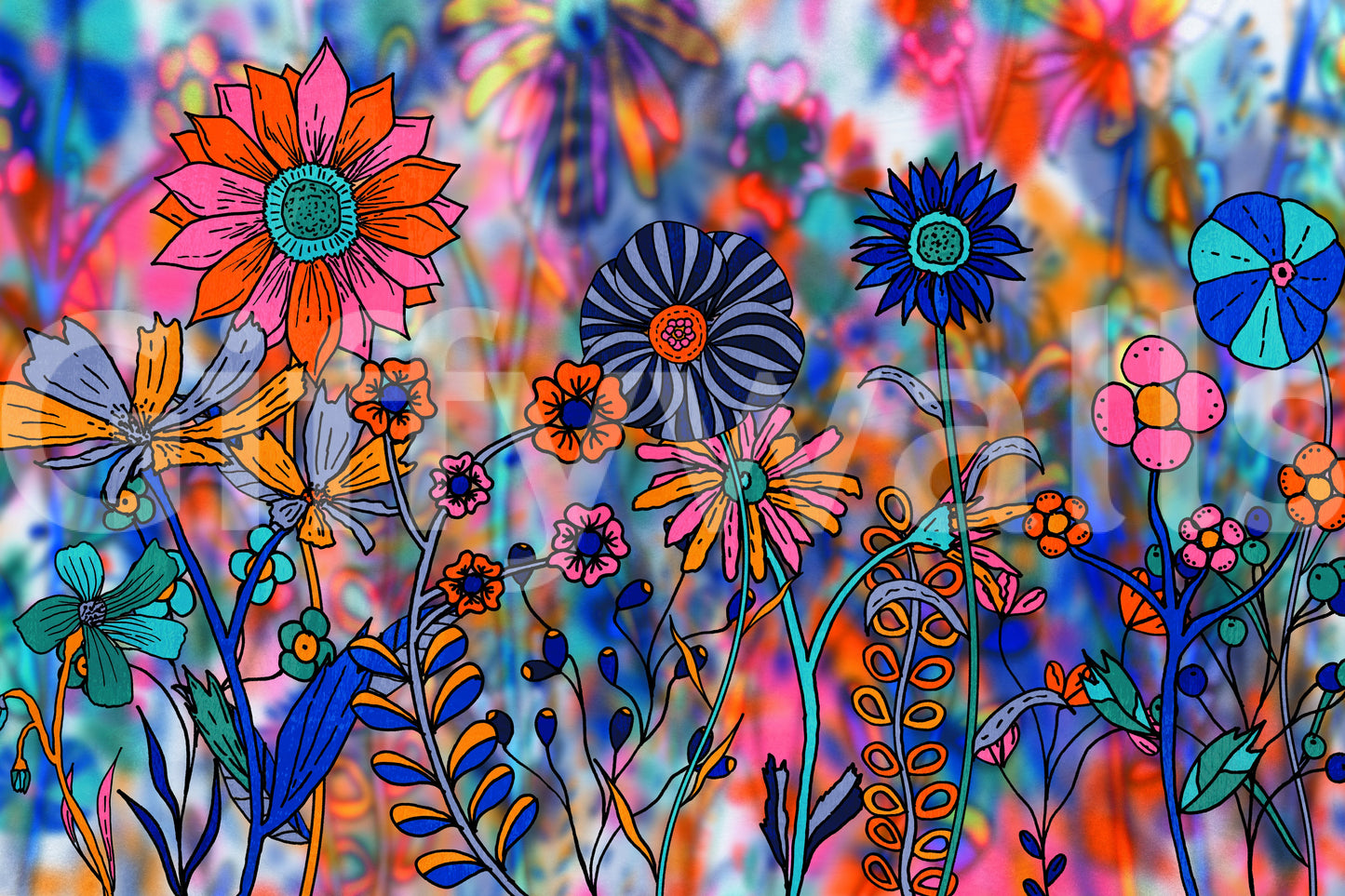 A high-quality serene flower wall mural for walls.