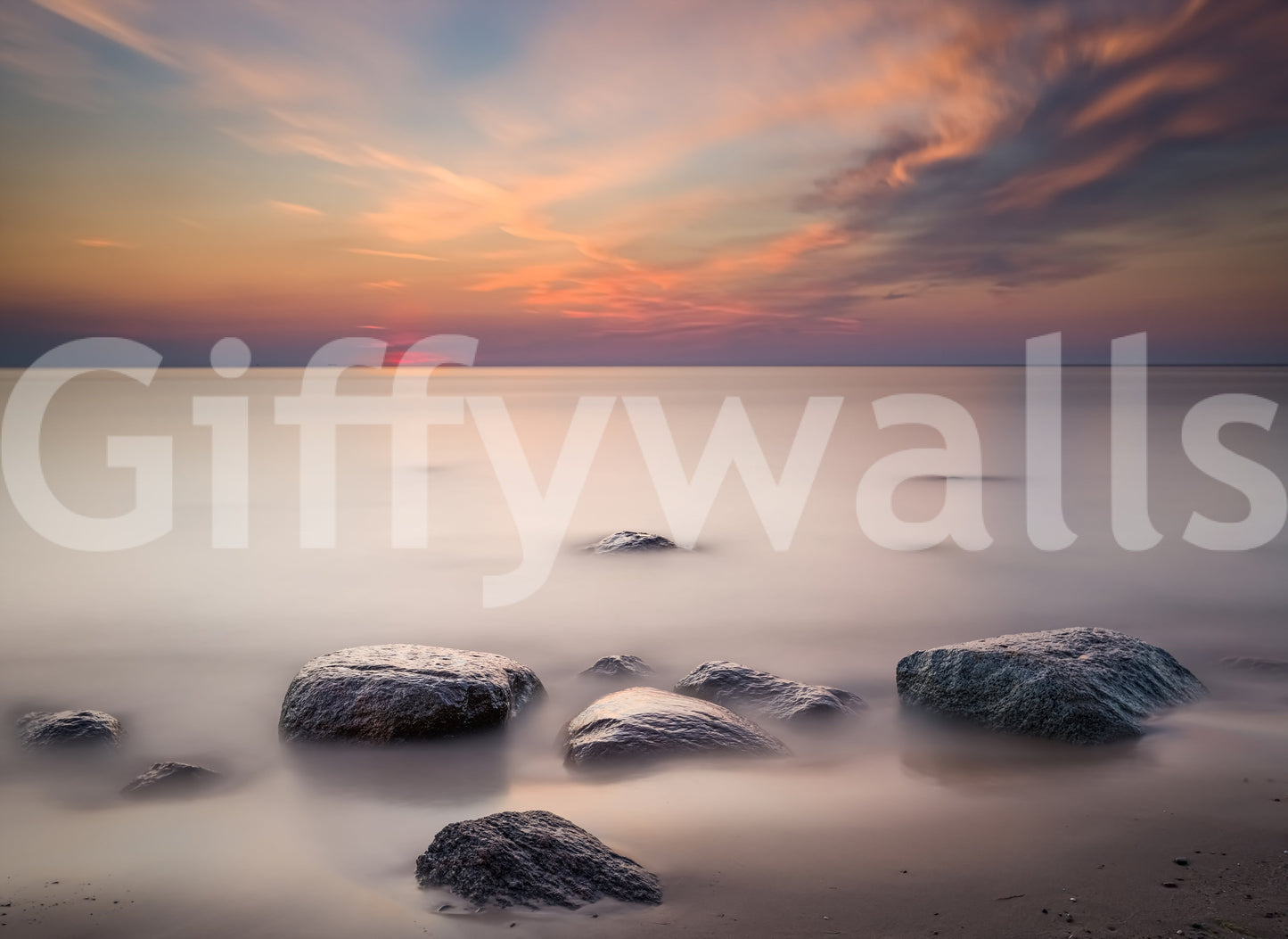 A tranquil abstract mural on the wallpaper.