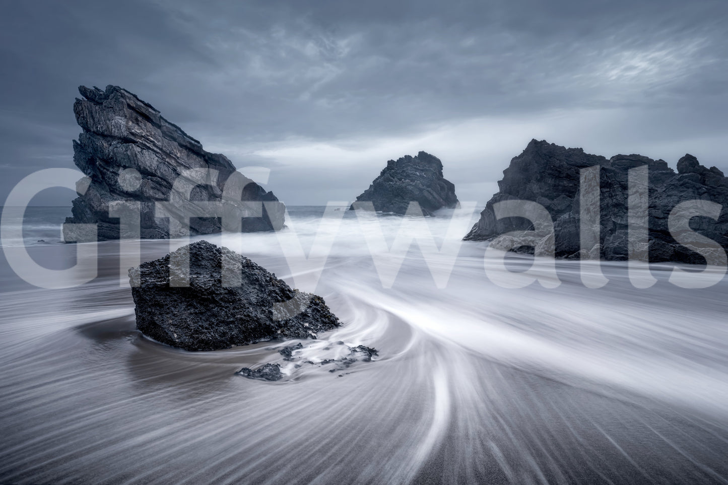 A high-quality serene ocean wall mural for walls.