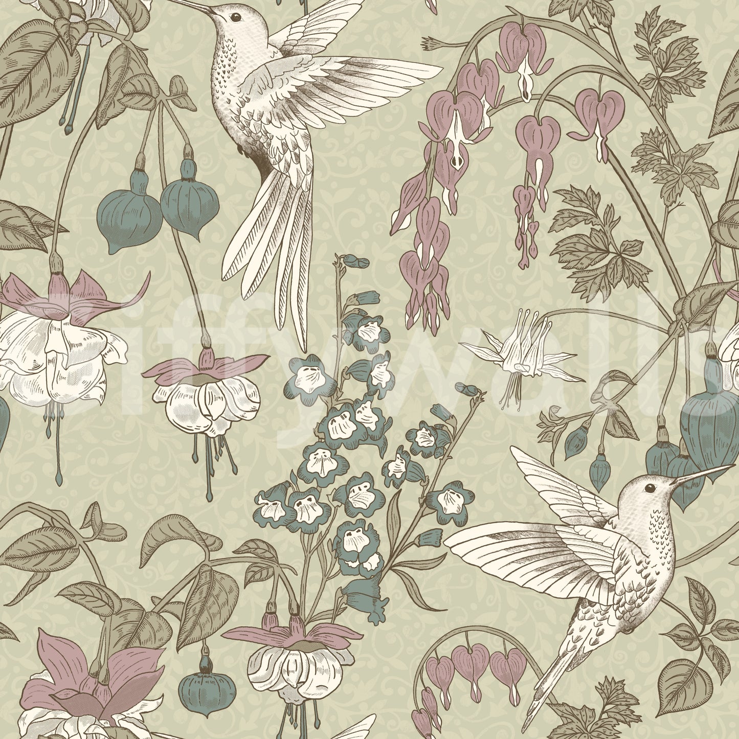 A beautiful modern art wall mural of delicate lines.