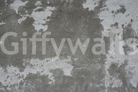 Edgy bathroom design with concrete wall mural.