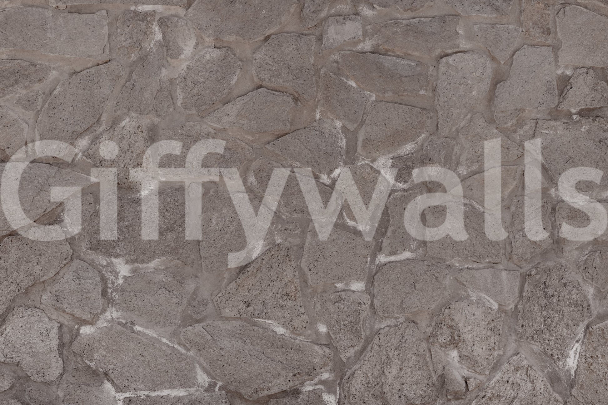 Rustic Stone wallpaper in a kitchen with white cabinets.