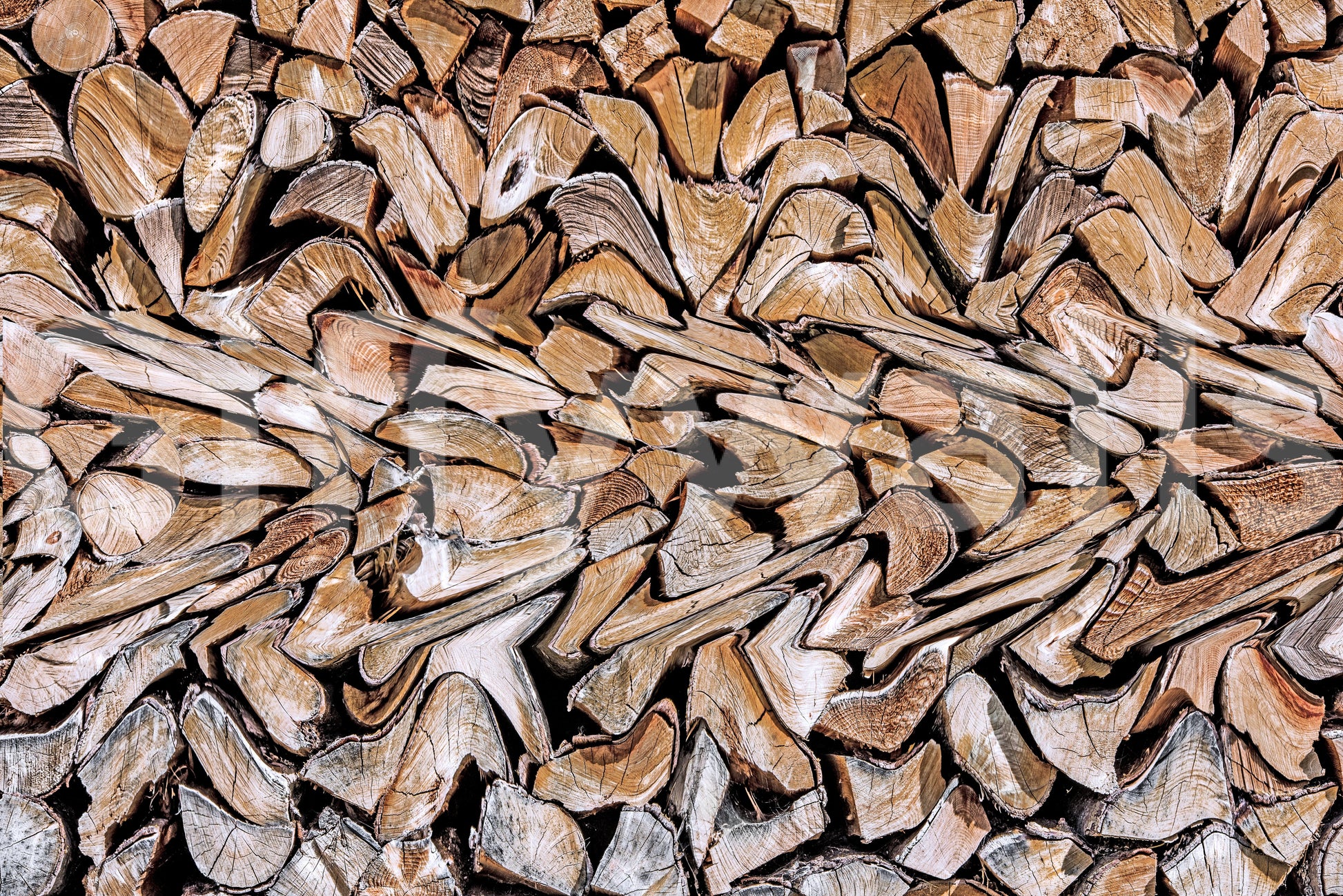 Loft apartment decor with the stylish Fractured Timber Wall Mural.