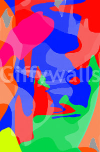 Large, colorful dot pattern in a fun, energetic living space mural.