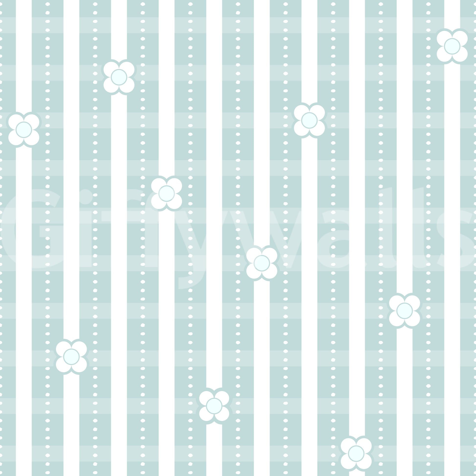 Light and airy dining area with the Floral Stripe Serenity Wallpaper.