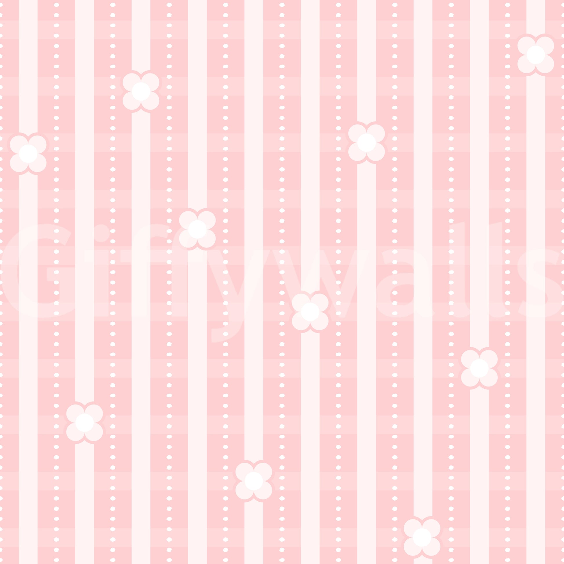 Patterned feature wall using the Pink Petals & Stripes Wallpaper design.