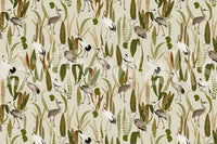 Artistic crane design in the Elegant Vintage Crane Garden Wall Mural.