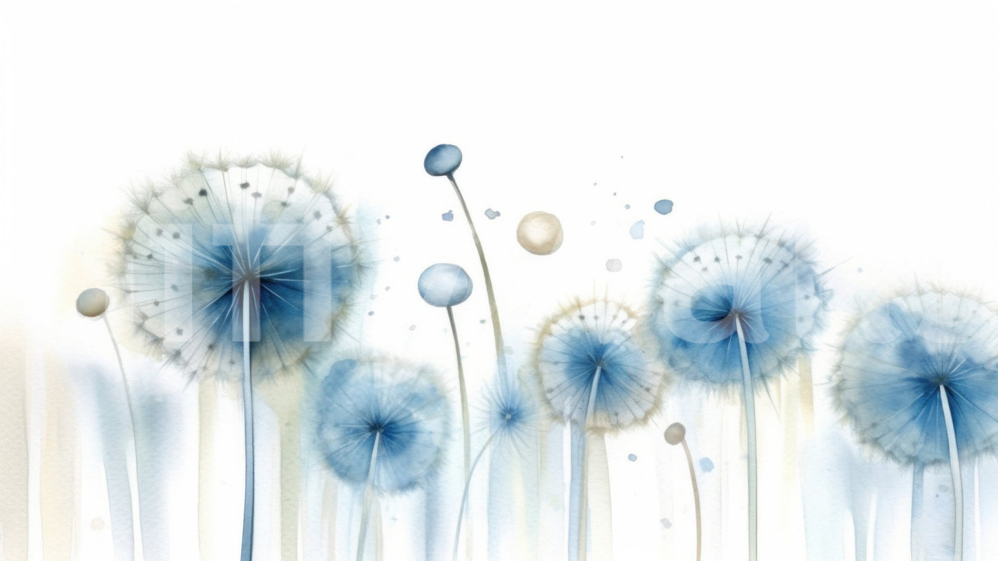 Dandelion puff motif on the Azure Dreams Dandelion Whispers Wall Mural.