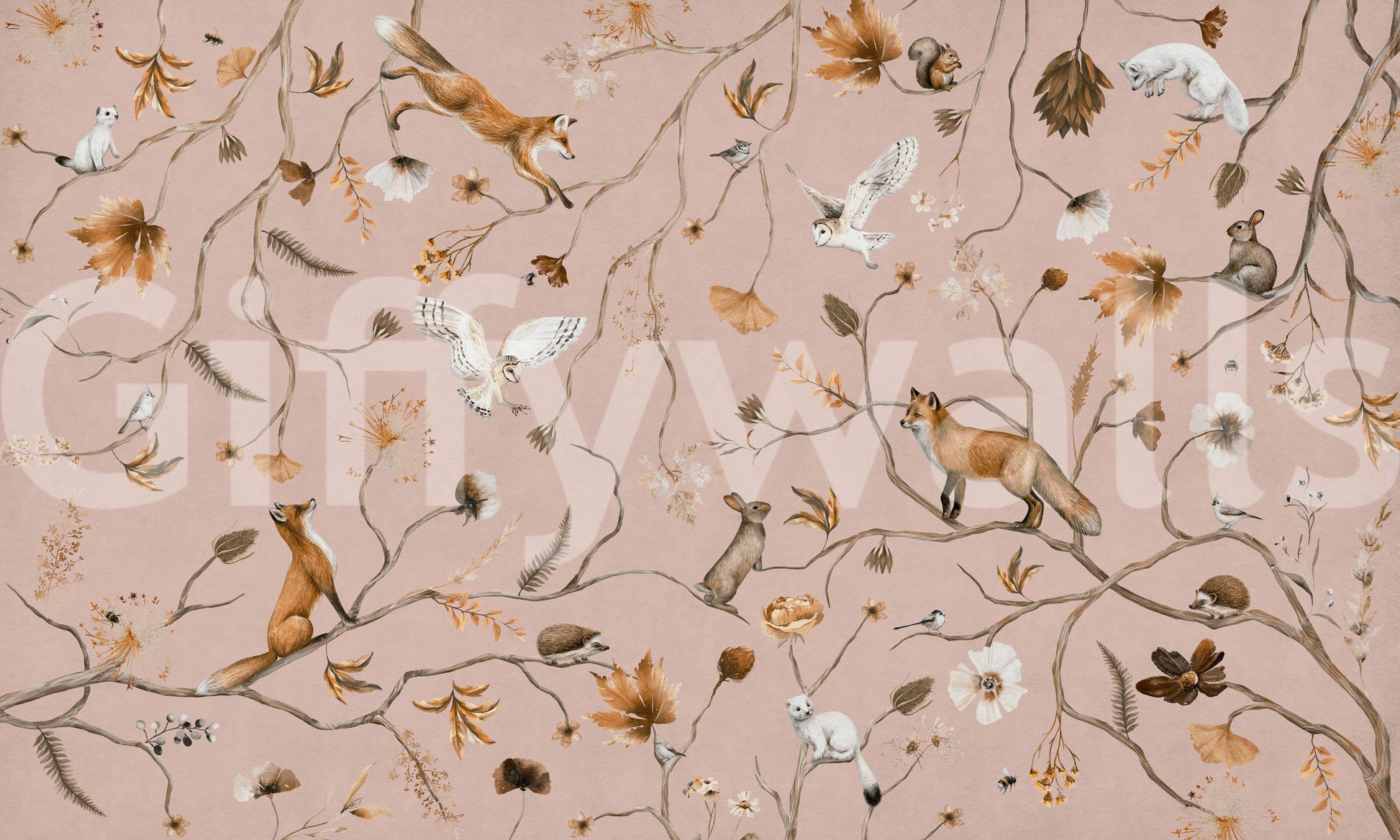 Cozy corner featuring the delightful Forest Friends Fable Wall Mural.