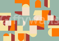 Accent wall with the Crisp Air and Warmth geometric design.