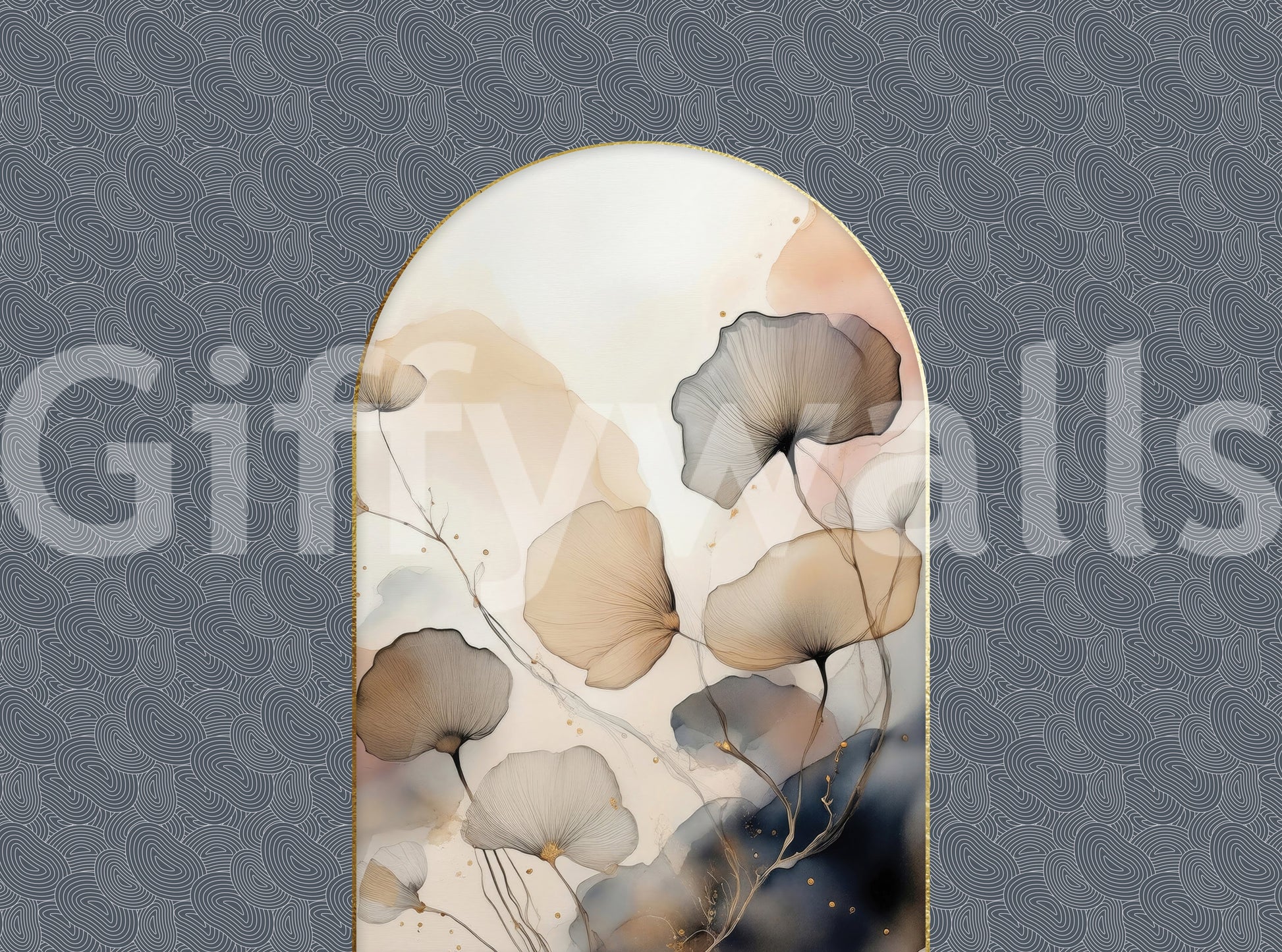 Luxurious color scheme of the Elegant Floral Archway Wall Mural.