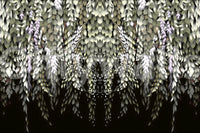 Corner light emphasizing the airy Wisteria Cascade print.