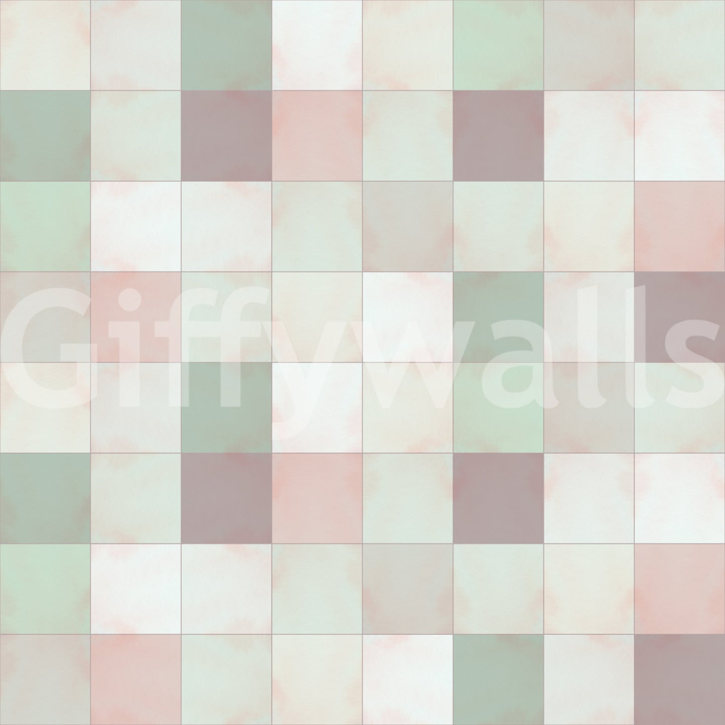 Children's nursery with the gentle sage green square-patterned wall.