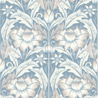 Corner of a hallway featuring the charming Mist Blue Wallpaper print art.