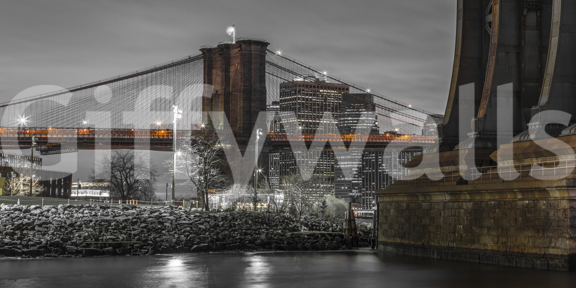 Industrial style backdrop, Brooklyn Bridge Nights peel and stick.