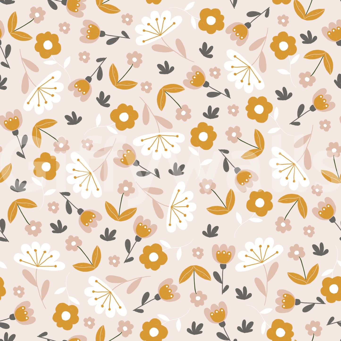 Light and airy Sunny Day Blooms Wallpaper pattern image.