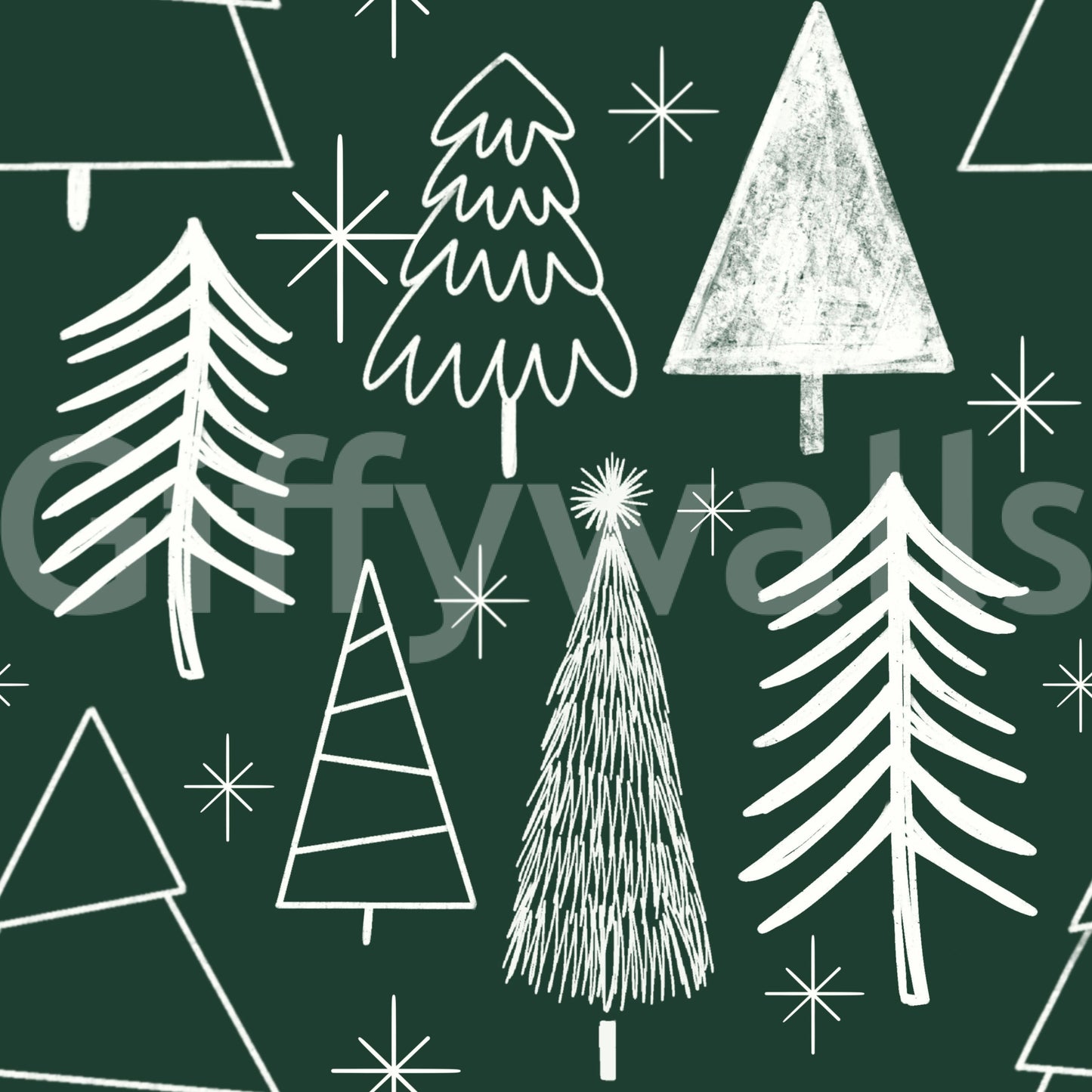 Starry Evergreen Wallpaper  Peel & Stick Christmas Decor