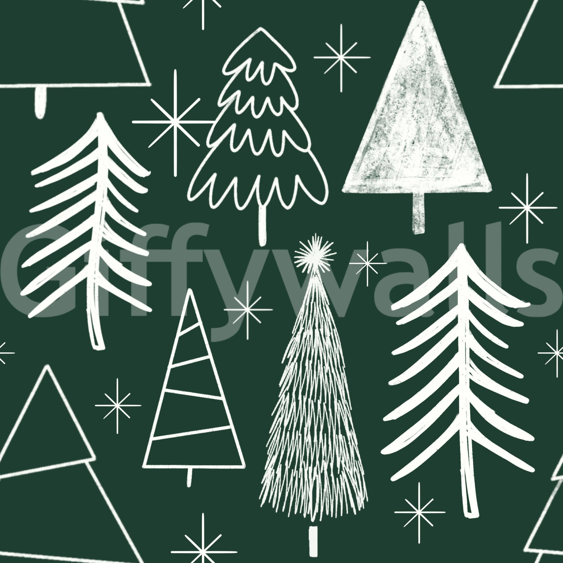 Starry Evergreen Wallpaper  Peel & Stick Christmas Decor