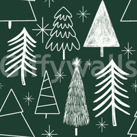 Starry Evergreen Wallpaper  Peel & Stick Christmas Decor