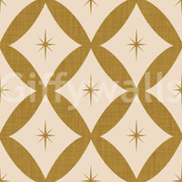 Outré, Golden Star Lattice wall covering, odd interlocking sepia forms.