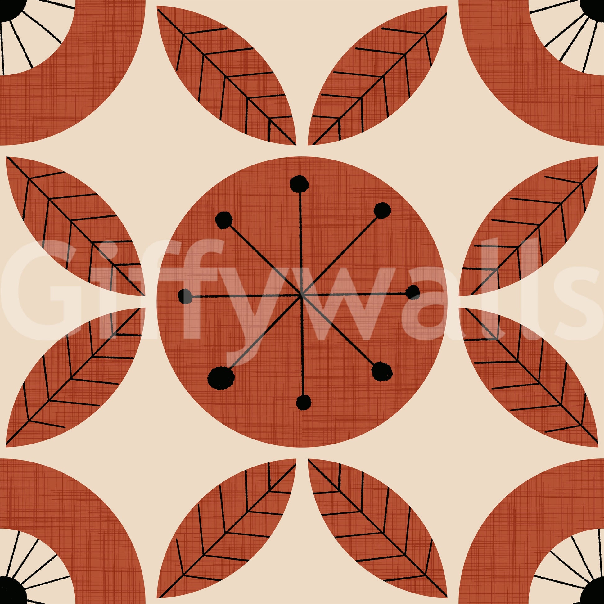 Bold Retro Bloom Pattern, striking repeating mid-century graphic wallpaper.