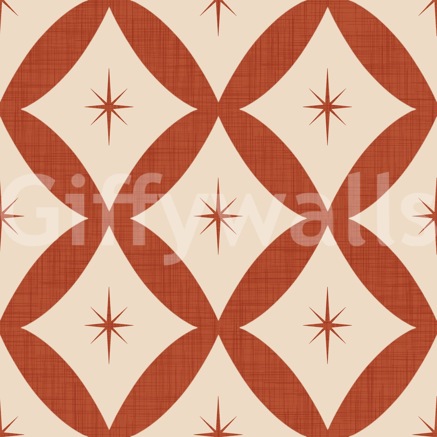Retro Starburst Tile Wallpaper radiant spice orange colorway.