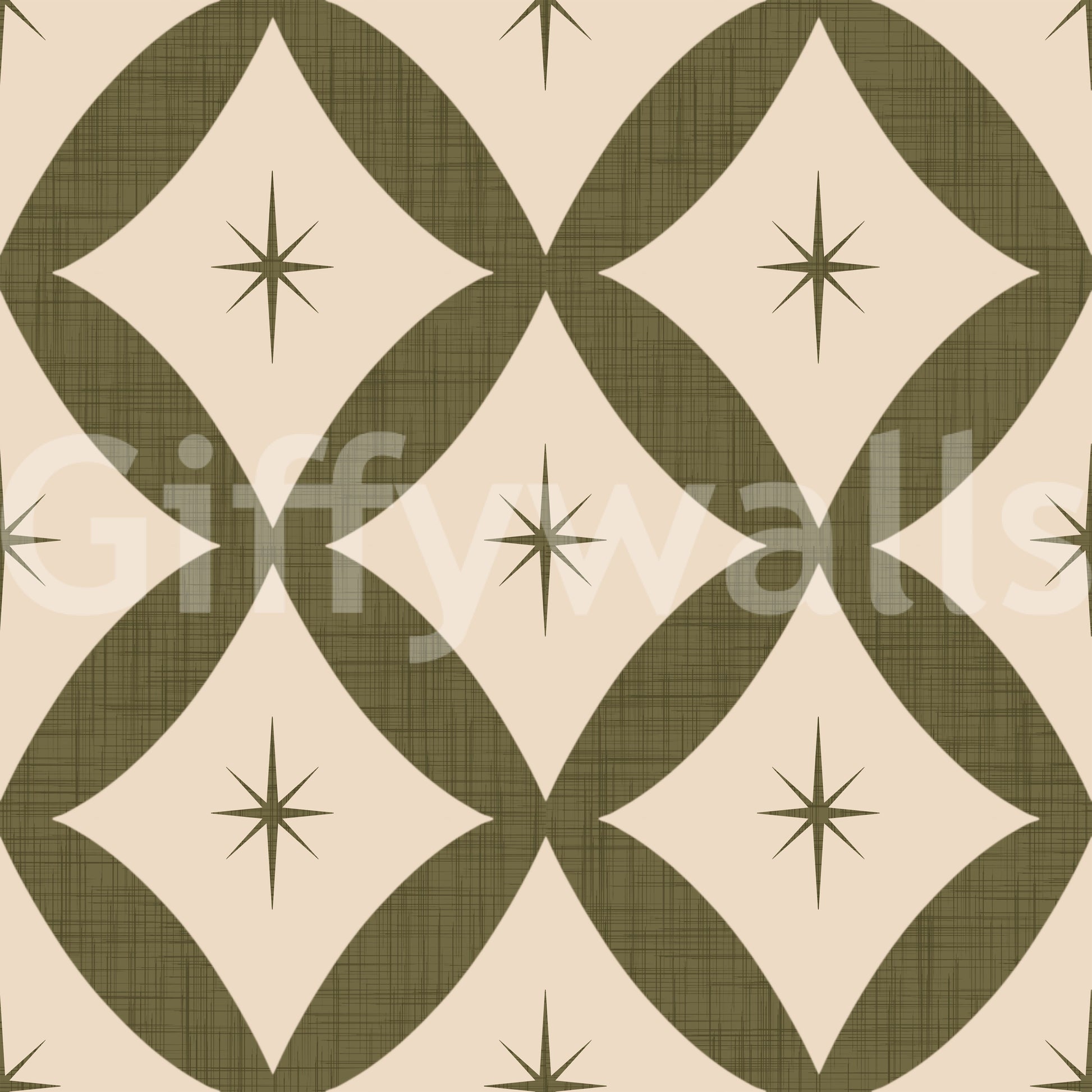 Gobbledygook texture on Vintage Geometric Stars Wallpaper, trenchant look.