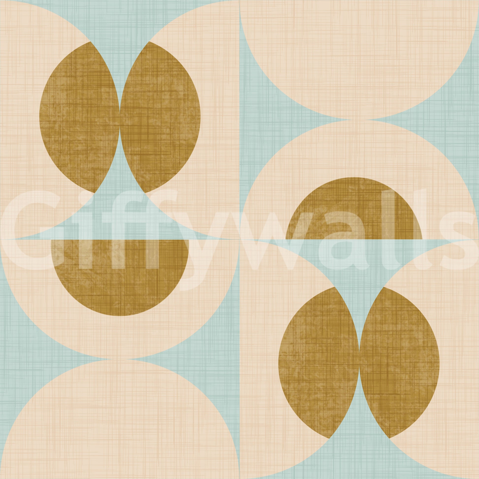 Willy-nilly beige Retro Harmony Wall Mural whimsical geometric lozenge.
