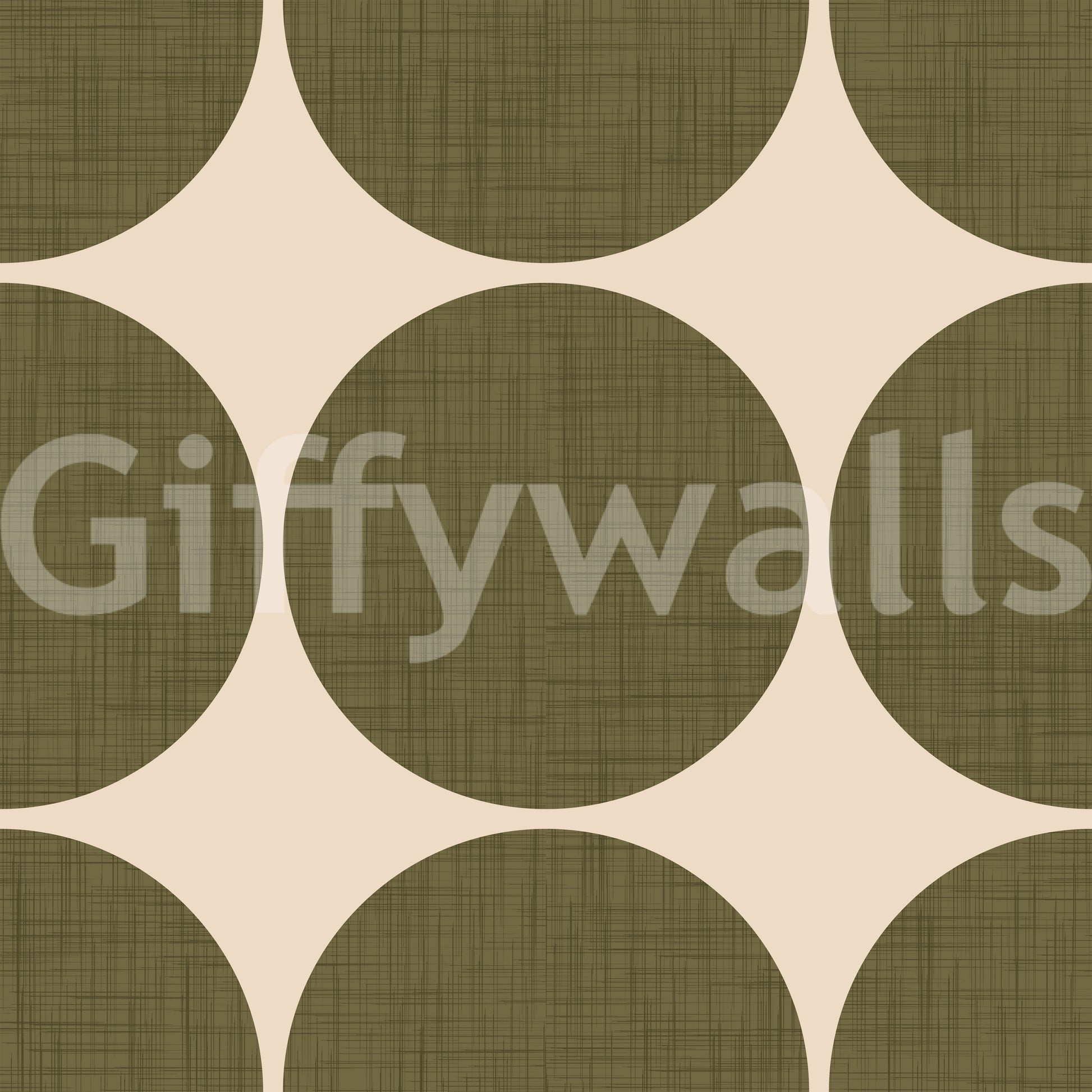 Circles in Linen Wallpaper Earthy hues, staggered patina wall mural.