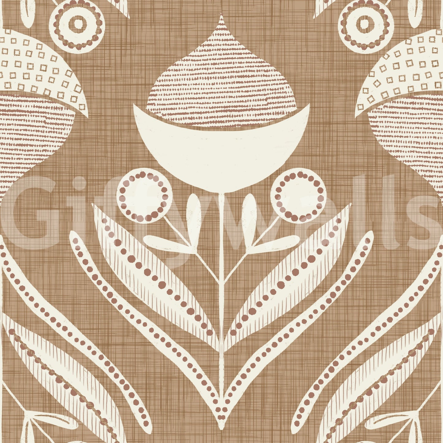 Rustic Bloom Wallpaper with an abstract, antique flower design.
