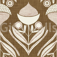 Warm terracotta accents of Rustic Floral Wallpaper pattern.