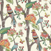 Flamboyant Paradise Perch wallpaper for walls with whimsical flora.